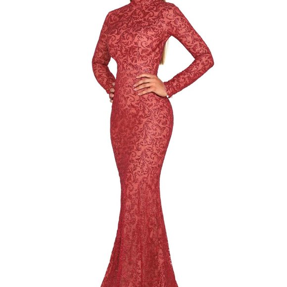 Portia and Scarlett Lace Glittery Long Sleeve Detachable Overskirt Dress - Picture 2 of 13